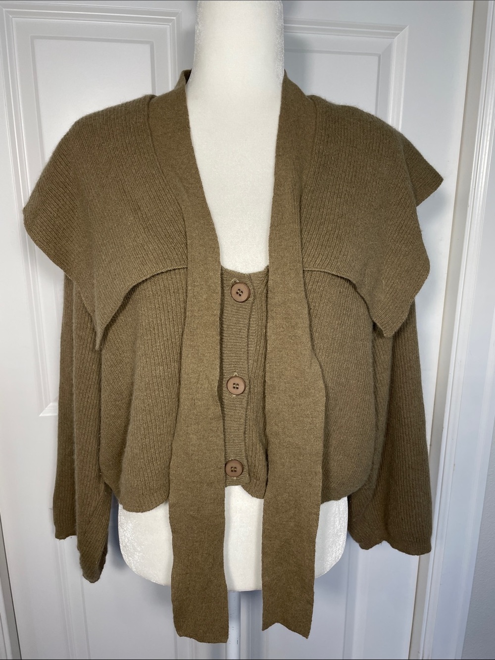 Matsuda Japan V Neck Button Up Sweater Cardigan XL Sailor Collar Wool Crop Boxy
